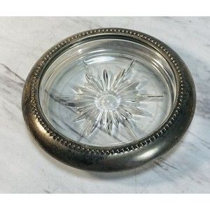 Vintage crystal and silver coaster/ ashtray - W&S blackington company